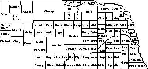 Nebraska Map with Counties